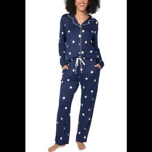 By Jill Martin Women's Long Sleeve Notch Collar PJ Navy Stars - Regular